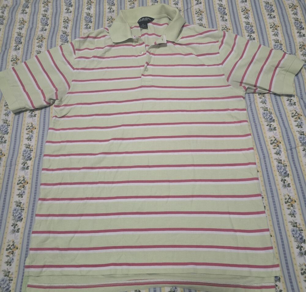 Brooks Brothers Country Club Polo Shirt Mens Medium Striped Cotton Performance